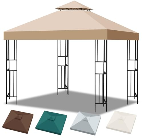 25,4 x 25,4 cm Baldachin-Ersatzteil, doppelstöckige Pavillon-Abdeckung mit Lüftungsschlitz, strapazierfähig, wasserdicht, Pavillondach mit verbessertem 300D-Polyester für den Außenbereich, Terrasse