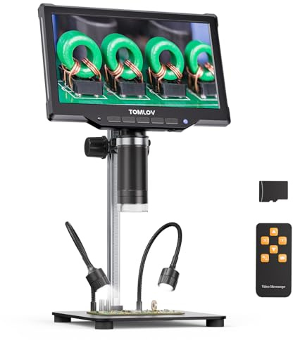 TOMLOV DM10 Digital Coin Microscope with Light, 10.1 Soldering Magnifier | Camera & Video, USB PC Display, 12.6 Bracket & Large Metal Base, Magnifying Glass for Error Coins, Coin Collector Supply