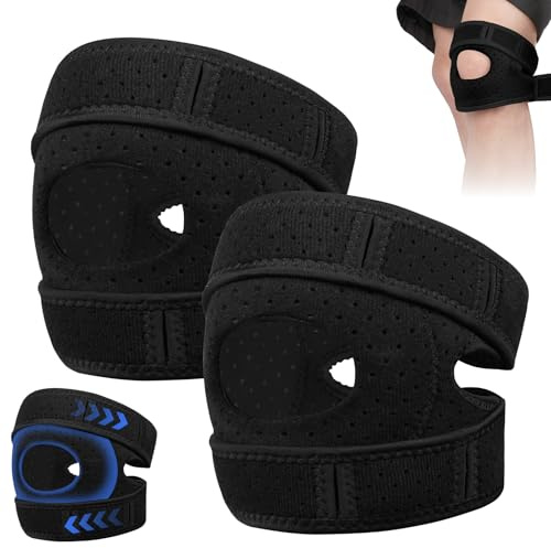 Fefod Rodillera Original, 2 PCS Ortho Rodilleras con 2 Correas Ajustables, Silicona 3D Rodilleras Menisco y Ligamento, Respirable Rodilleras Deportiva Artritis Desgarro Menisco Hombre y Mujer, Negra