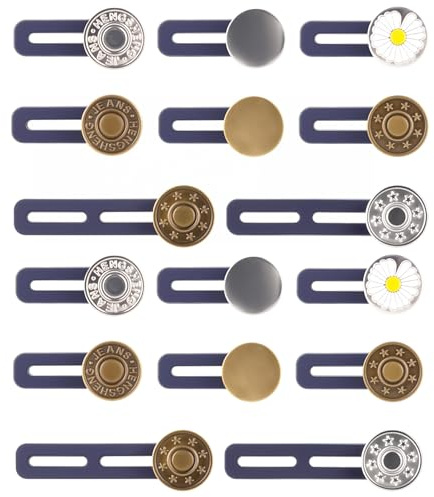 GrueGard Extensores de Cinturón Pantalón | Sin Costuras | Extensión Talla Hombre y Mujer | Botón Alargador Metal y Plástico | Para Jeans, Embarazo, Diario (Multi Color, 4cm+2cm)