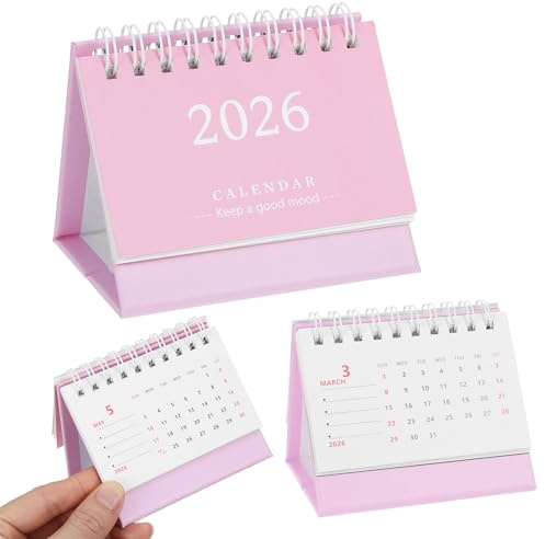 Mini calendario 2025 2026 piccolo calendario da tavolo calendario da settembre 2025 a dicembre 2026 Mini Desk Calendar Piccola agenda per famiglie rosa