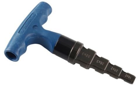 Herramienta de desbarbado de tuberías 4 en 1, rotación de trinquete, 16-32 mm, biselado interno, calibración multicapa, escariador, herramienta de biselado de tubos de aluminio