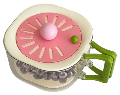 Contenedor colador de frutas – Recipiente de lavado con tapa, cuenco de drenaje con mango plegable, soporte para preparación de productos que ahorra espacio, solución de almacenamiento para fregadero