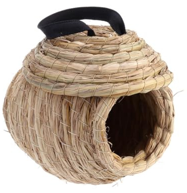 Abaodam Nid de Paille Tissé la Main Nid de Cave en Paille Naturelle, Protège et Réchauffe Votre Animal en Intérieur pour Perruches et Petits Animaux