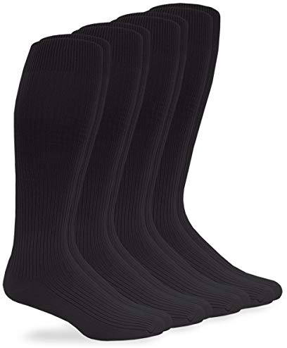 Jefferies Socks mens Microfiber Nylon Rib Over the Calf Dress 4 Pack Casual Sock, Black, Shoe Size 10-13 US