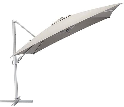 KETTLER EASY TURN Ampelschirm 300 cm x 300 cm – Sonnenschirm aus Aluminium & Polyester mit Teflon™-Beschichtung – UPF 50+ Sonnenschutz – inkl. Abdeckhaube & Ständer – silber/hellgrau meliert