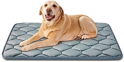 luckyvo Dog Crate Mats,Soft Kennel Pads Washable with Anti-Slip Bottom,Dog Kennel Pads for Sleeping,Pets Mattress Cat Dog Beds for Large Medium Dogs(41x27,Grey)