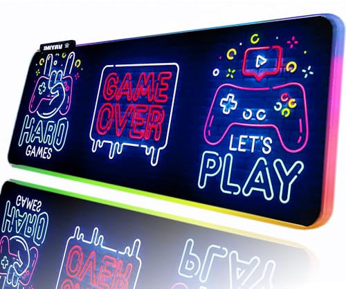 JMIYAV RGB Gaming Mouse Pad PC XL Large Extended Glowing Led Light Up Desk Pad Non-Slip Rubber Base Computer Keyboard and Mouse Pad Cool Cute Mousepad Mat Gaming Over 80 * 30cm