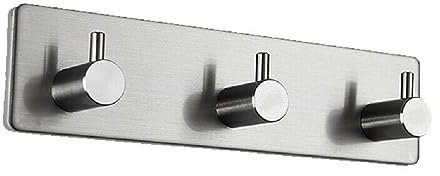 Triple Silver Towel Holder,Self Adhesive,Sticky Hook,Wall,Brushed Stainless Steel,Stick on,Back of Door Hooks,Wall Hooks for Hanging,Bathroom,Tea Towels,Kitchen,3M