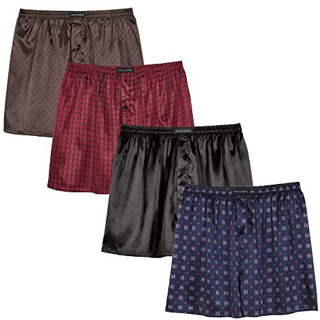 Lot de boxers en satin pour homme - Sensation soie - Avec braguette - Pour homme, Multi2-4 paquet, XXL