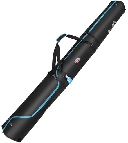 KEMIMOTO Ski Bag, 360° Fully Padded Ski Bag, Fit Skis Up to 78.74 inches (200cm), Water-resistant and Durable Perfect for Road Trips and Air Travel Transport