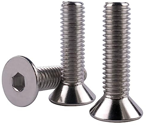 KOSJETHAS 1/4-20 x 1/2 Flat Head Countersunk Screws Hex Socket Cap Bolts, 304 Stainless Steel 18-8, Full Machine Thread, Pack of 20