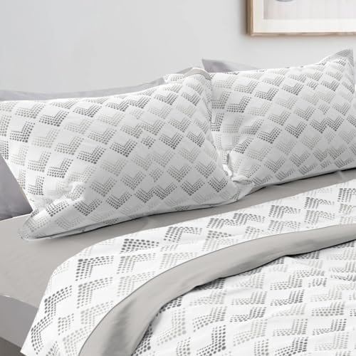 l&j Completo letto caldo pile colore Bianco Grigio Beige Scozzese Rosso Tartan Matrimoniale con Lenzuolo sopra, lenzuolo sotto con angoli e 2 federe Regalo Natale Addobbi Natalizi (Matrimoniale, 4)