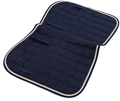 Qcwwy Tapis de Selle Tout Usage Doux et Respirant avec Dragonne et Sangle pour Chevaux, Matériau de Haute qualité, Rembourrage en éponge, Respirant, Durable, Léger (Bleu foncé)