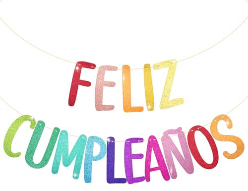 BETESSIN Decoración Cumpleaños Español, Guirnalda Papel Feliz, Pancarta de Colores, Adorno Colgante para Fiesta