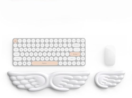 ZJHAHJY Angel Wings Handgelenkauflage für Tastatur und Maus, ergonomische Halterung aus Memory-Schaum aus weichem Leder, für Computer und Laptop, Home-Office-Spiele, Weiß