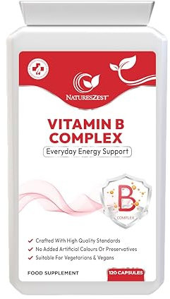Vitamin B Complex – High Strength | 120 Capsules | 8 B Vitamins with PABA | Energy, Metabolism, Immunity & Nervous System Support | Vegan, Non-GMO, No Preservatives | 4-Month Supply by Natures Zest