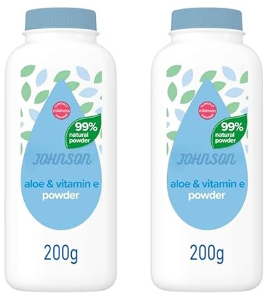 2-Pack Baby Powder | Gentle Cornstarch Baby Powder Formula with Aloe & Vitamin E | 2 x 200g