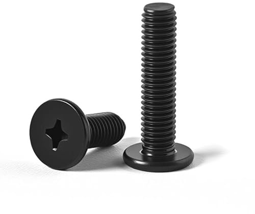 M5 x 12mm(50 Pack) Flat Round Head Phillips Drive Machine Screws Black Oxide 304 Stainless Steel Hardware Fastener
