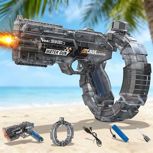 Pistola De Agua EléCtrica para NiñOs, Electric Water Gun con Luz Led,Pistolas Agua Automáticas,Summer Pool Beach Party Toys,para Niños Adultos (Negro)
