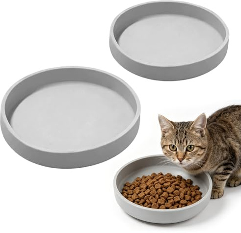 Vauki 2 ciotole per gatti in silicone antiscivolo, 18 cm e 15 cm, ciotola per cibo acqua, cane, gatto, piatto grande, facile da pulire, resistente per mangimi animali domestici