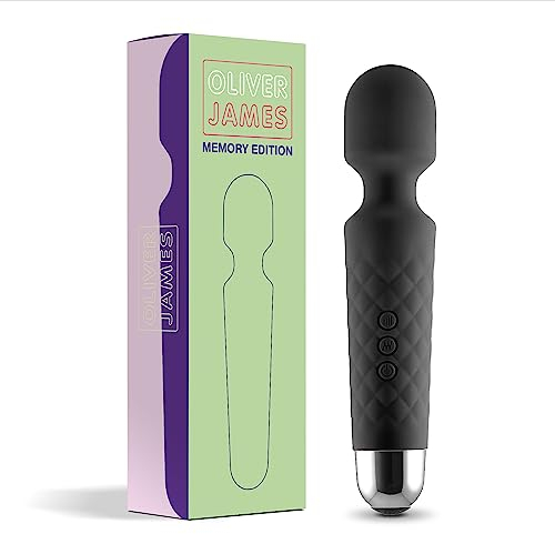 Vibrator für Frauen - Leises und Starkes Massagegerät + Akku - Sexspielzeug mit 20 Vibrationsmuster und 8 Geschwindigkeitsstufen - Kabelloser Dildo für Klitoris, G Spot, Oliver James (Schwarz Memory)