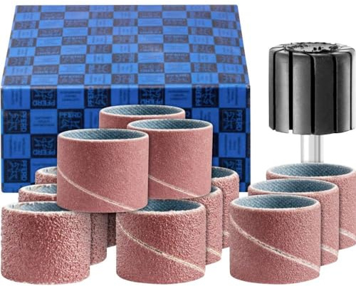 PFERD TOOLS Schleifhülsen-Set, 13-tlg. | Korund Ø22x20mm A 60, 80, 150, 240 inkl. Halter mit Schaft-ø 6mm | 42298003 - für universelle Anwendungen