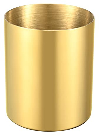 Bidponds Gold Pencil Holder for Desk, 304 Stainless Steel Pencil Cup, Pen Holder Cup, Pen Pot, Makeup Brush Holder, Desktop Accessory Stationery Organizer