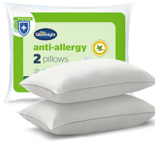 Silentnight Luxury Anti-Allergy Pillow Pack of Two – Anti Bacterial 2 Pack Pillow Pair with Luxurious Stitching and Soft Medium Support – Hypoallergenic and Machine Washable, White