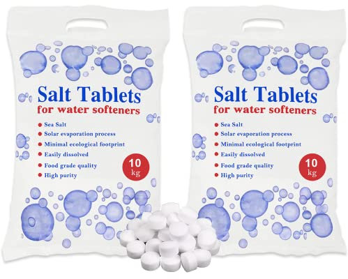 HSD 10 kg Salt Tablets, water softener tablets 10kg, Food Grade, Compatible to All Water Softener Machines, salt tablet water softener, 100% Genuine British Salt Tablet (2 Bags, 10 KG)