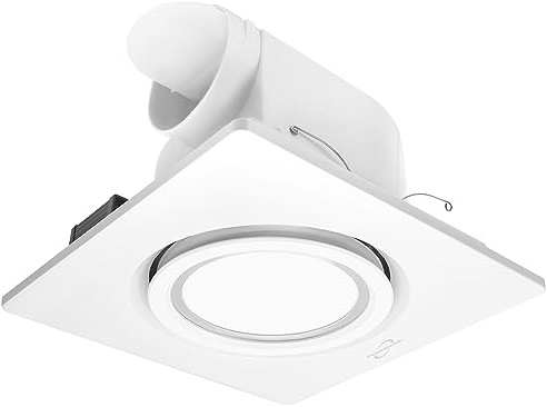 POWERENG Bathroom Exhaust Ventilation with Light,164 CFM 0.7Sones Quiet Ceiling Mount Ventilation Fan,6000K 12W LED,White,110V Vent Fan Ceiling (6000K LED Light)