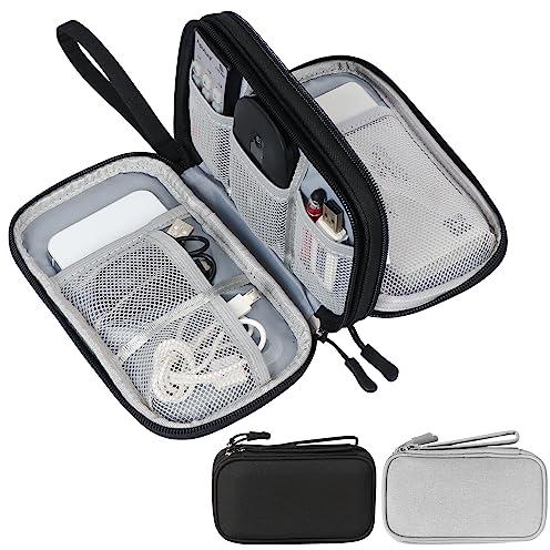 Skycase 2 Stück kabeltasche, kabel organizer tasche, kabeltasche organizer, kabel organizer tasche klein für Elektronische Accessoires USB Power bank Ladekabel, 7.5x4.3x2.2(Schwarz+Grau)