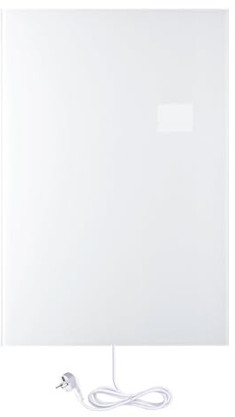 Panneau Rayonnant Électrique en verre céramique WarmlyYours, Puissance 600 Watts, 60cm x 90cm, Montage Mural, Radiateur Chaleur Infrarouge