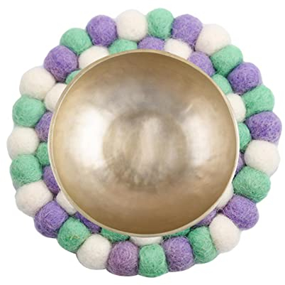 Klangschalenkissen, tibetische Schüssel, bunte runde Wollunterlage, schützende 10,2 cm große handgefertigte Schalenmatten für buddhistische Klangschale, Yoga, tibetische Klangschale