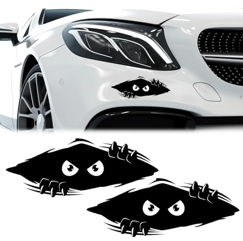 FAINCA 2 Stück Lustig Autoaufkleber Peeking Elf Lustige Monster Aufkleber Auto Voyeurismus 3D Aufkleber Auto Wasserdicht 3D Peeking Monster Sticker Wasserdichter für Motorrad Helm Fenster Wand Laptops
