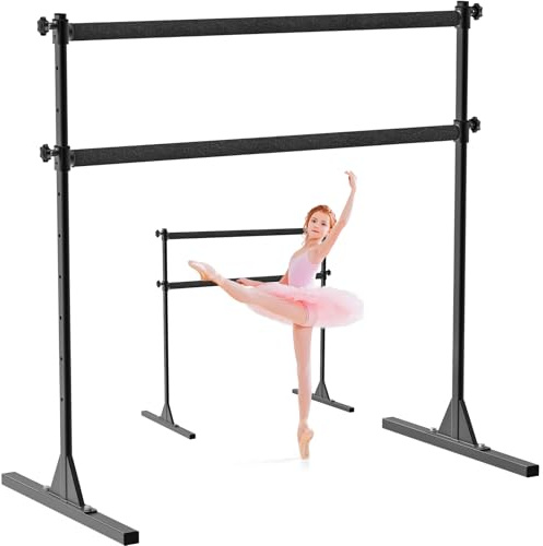 SELEWARE 4 FT Height Adjustable Ballet Barre, Freestanding Ballet Bar W/Comfortable Fabric Cover, Heavy Duty Dance Bar Support Barre Movements Body Stretch Pull-ups, Sturdy Construction and Anti-Slip