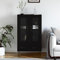 puraday Aparador para comedor de madera, 69,5 x 31 x 115 cm, color negro, armario de cocina, salón, pasillo, despensa, armario superior estable y robusto, armario multifunción