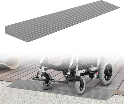 1.2 Rise Rubber Threshold Ramp for Doorways, Wheelchair Ramp | 34 Wide, 2000 lb Capacity, Adhesive Strips, Cuttable Design, Grooved Non-Slip Surface