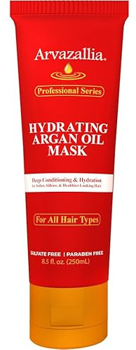 Arvazallia Hydrating Argan Oil Hair Mask and Deep Conditioner for Dry or Damaged Hair (8.5 oz Tube)