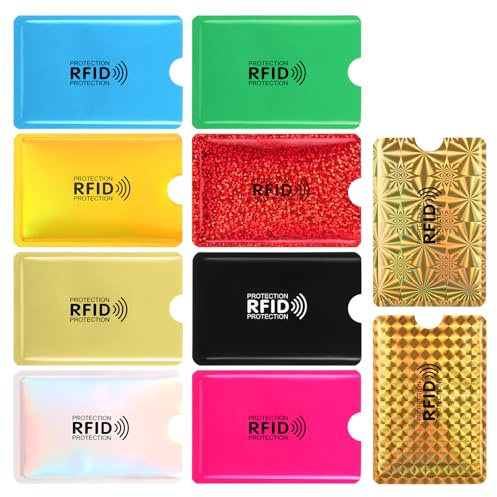 HonGien 10 soportes para tarjetas RFID, protector de tarjetas de crédito, fundas de bloqueo RFID, protector colorido para tarjetas de crédito para cartera, pasaporte