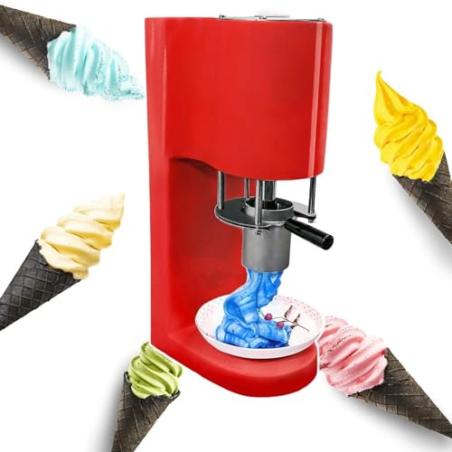 HCAUYNN Macchina Automatica per Noodle Soft, Macchina per Gelato Soft da 30 L/H, Macchina per Gelato A 4 Forme per Spaghetti, con 4 Stampi,Red