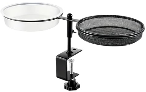 Celuicion Baignoire pour oiseaux avec mangeoire,Baignoire extérieure pour oiseaux sauvages avec chargeur | Bol d'eau avec plateau amovible et bol réglable pour garde-corps piliers
