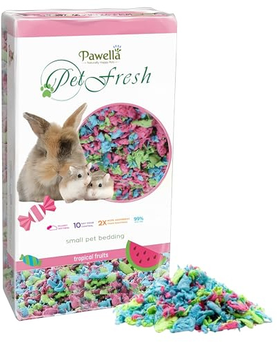 Premium Small Animal Bedding – 10L, Super Soft, 10-Day Odour Control, 2X Absorbent, Dust-Free, Eco-Friendly Bedding for Rabbits, Guinea Pigs, Hamsters & Other Small Pets (Tropical Fruits - 10L)