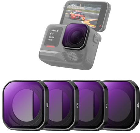 K&F CONCEPT Kit de Filtros ND de Rosca Compatible con Insta360 Ace Pro 2, 4 Unidades ND8 ND16 ND32 ND64 Accesorios Cámara Acción Densidad Neutra, Reductor de Luz, Vidrio HD Multicapa