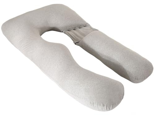 Lång U-formad helkroppsmysig Komfort Graviditetskudde Gravidkudde för Side Sleeper, Graviditetskudde med tvättbart överdrag 140 * 70CM,Silver,140 * 70