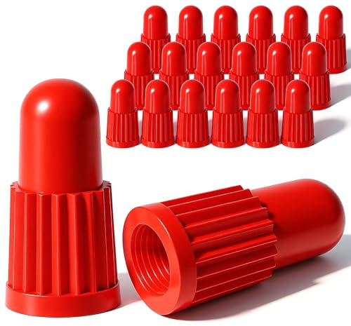 MEAJOO Red Presta Valve Caps (20 Pack) – Dust & Air Stem Covers for MTB, Road Bike, Bicycle – Fits French Valves, Lightweight Plastic Tubeless Tire Valve Caps