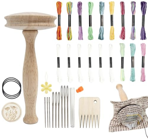 Stopfpilz Set | Holz-Stopfpilz-Set | Stopfset Zum Nähen | Holz-Stopfeier-Nähwerkzeug | Stopfpilzs Nähwerkzeug Mit Stretch Halter, Für Socken, Pullover, Hosen, Hüte