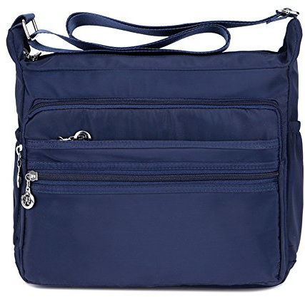 XUEREY Women's Multi-Pocket Casual Crossbody Handbags Waterproof Shoulder Nylon Bags (Small Navy)