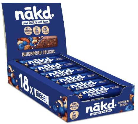 Nakd Blueberry Muffin Natural Fruit & Nut Bars - Vegan - Healthy Snack - Gluten Free - 35g x 18 bars