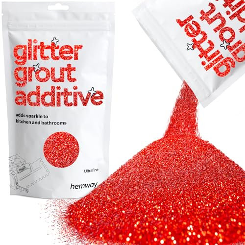 Hemway Glitter Grout Additive - Red | 100g Ultrafine Metallic Flakes for Adding Sparkle to Old & New Kitchen & Bathroom Tiles | Enhance Your Indoor Grouting Projects with a Durable Sparkly Effect